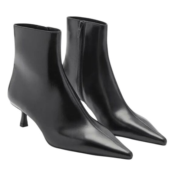 Mango MNG Pointed Toe Kitten Heel Ankle Boots Black Women Size 39/8.5 NEW - Picture 4 of 8